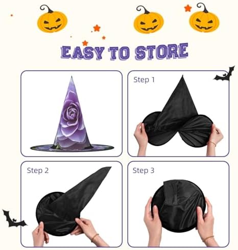 Purple Camellia Witch Hat Halloween Costume
