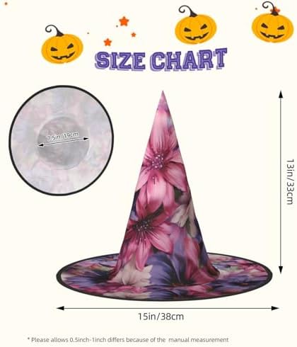 Witch Hat Halloween Purple and Flowers Costume Hat