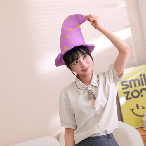 LOGOFUN Halloween Witch Hat with Star Pattern