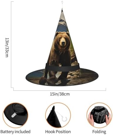 Witch Hats With Led Light Halloween Cone Wizard Hat Brown Bear Costume
