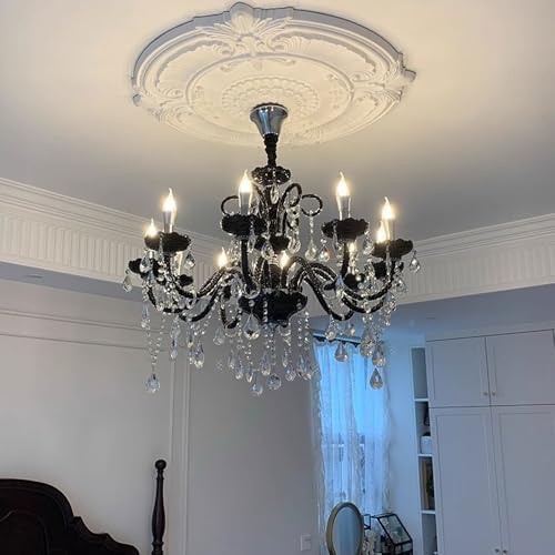 French Elegant Candle Crystal Glass Pendant Light