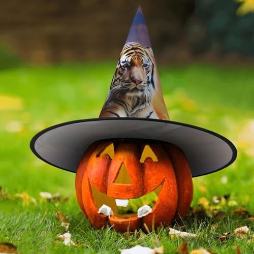 Tiger Colorful Sunset Witch Hat Halloween Costume