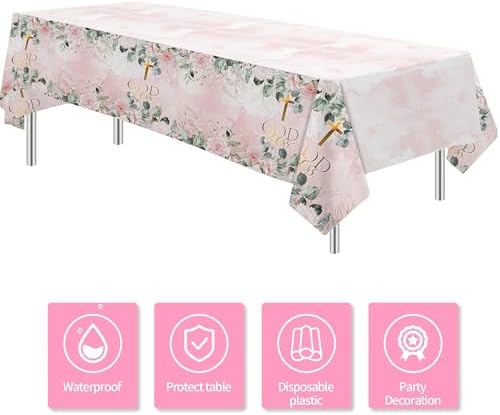 God Bless Baptism Tablecloth for Girls - 3 Pack