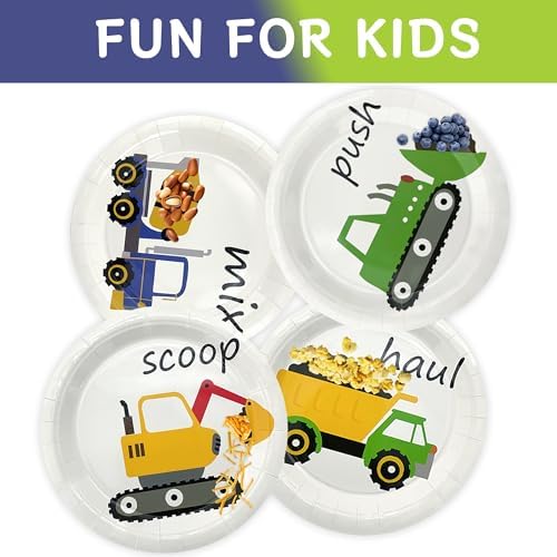 48PCS Construction Birthday Party Plates for Kids