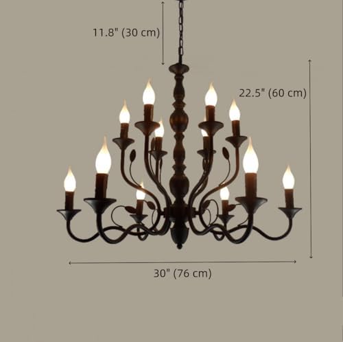 Blue Farmhouse 2 Tier Chandelier with 12 Lights