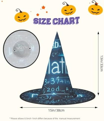 3D Math Witch Halloween Cone Hat for Adults