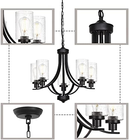 MELUCEE 5 Lights Black Farmhouse Chandelier
