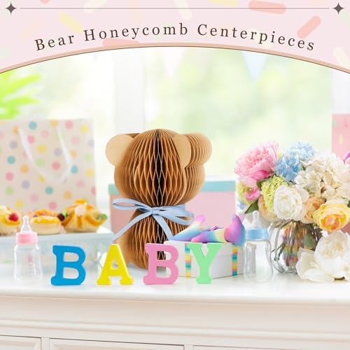Yeaqee 2 Pcs 3D Bear Honeycomb Centerpieces with Magnetic Closure