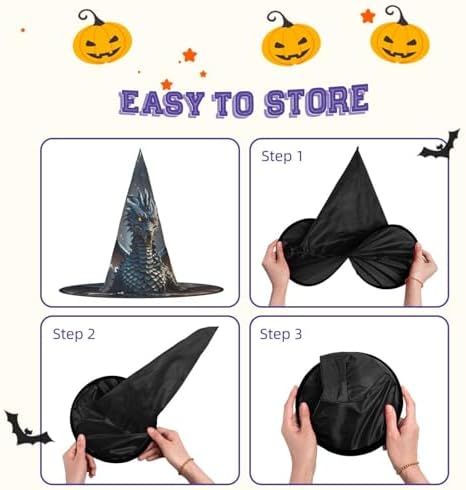 Cool Dragon Witch Halloween Cone Wizard Hat for Adults
