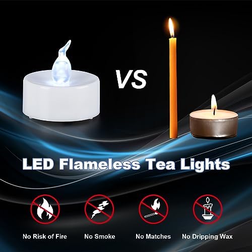 AGPTEK 24 PCS LED Tealights Flameless Candles for Wedding Birthday Party - White