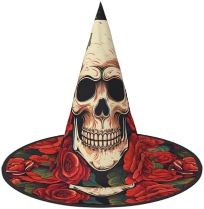 Witch Hats Halloween Cone Wizard Hat Sugar Skull Rose Costume Headwear