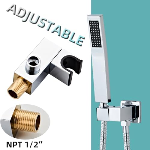 AITANI Square Chrome Handheld Shower Head with Hose and Wall Connector