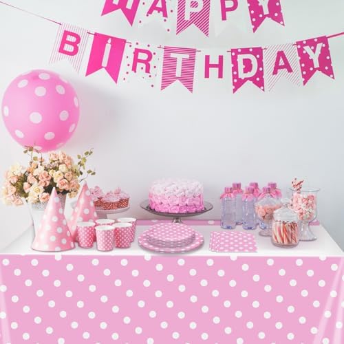 62Pcs Birthday Party Decorations Pink Polka Dots Minnie Mouse Theme