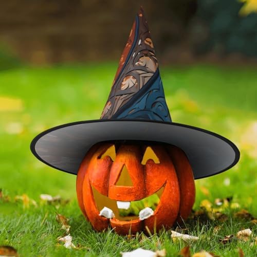 Witch Hats Halloween Cone Wizard Hat with Spiral Pattern
