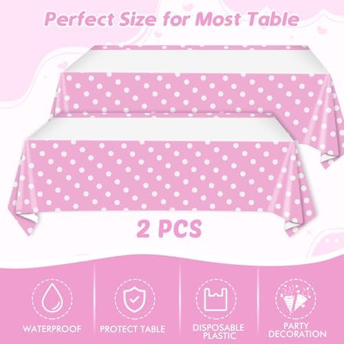 62Pcs Birthday Party Decorations Pink Polka Dots Minnie Mouse Theme