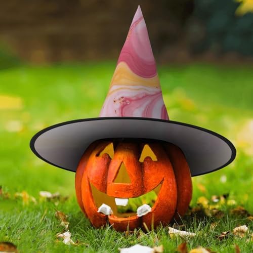 Witch Hats Halloween Cone Wizard Hat Yellow Marble Costume
