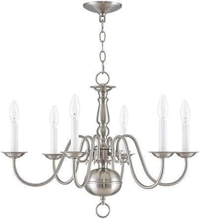 Livex Lighting Williamsburgh 6 Light Brushed Nickel Chandelier