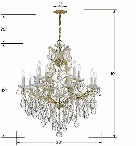 Bohemian Crystal 13 Light Candle Chandelier in Gold