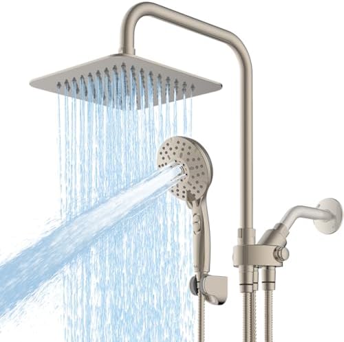 8 Dual Shower Head Combo with 6 Spray Settings and Adjustable Height