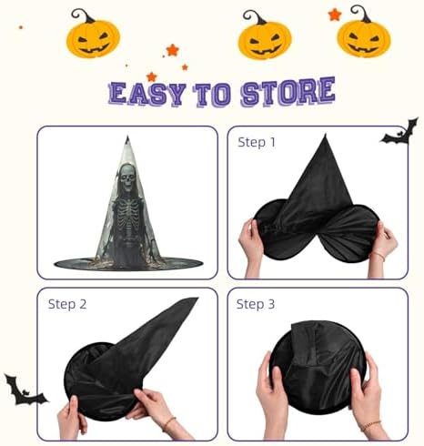 Witch Hats Halloween Cone Wizard Hat Bat Skull Pattern