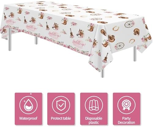 Western Party Tablecloth - 3 Pack 54x108 Inches Cowgirl Decorations