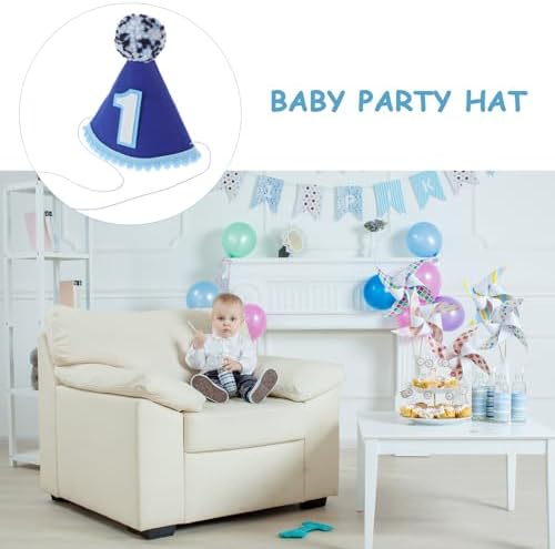 LUOZZY First Birthday Hat for Kids Blue