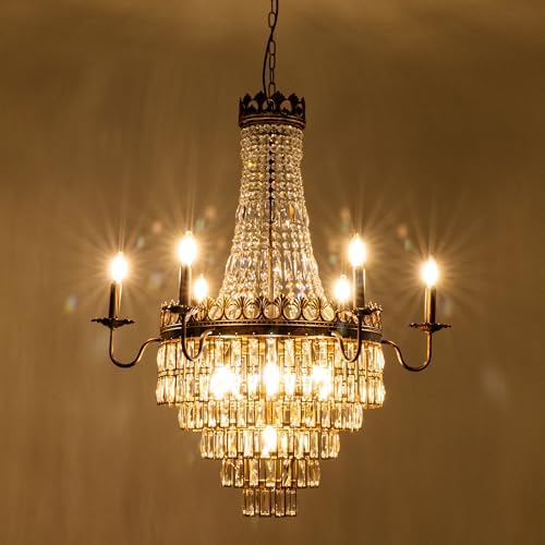 Wellmet French Empire Crystal Chandelier 13 Light Bronze 33W