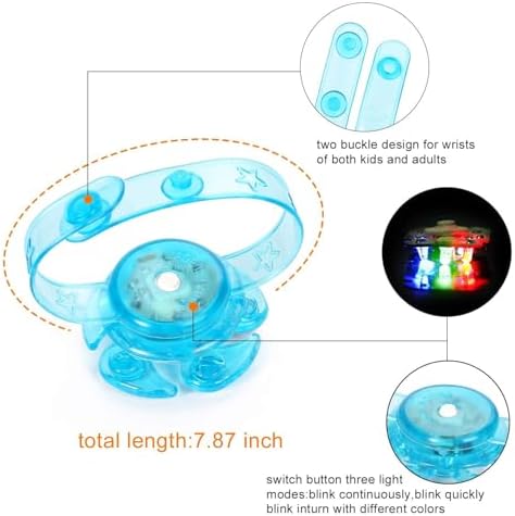 WELLVO 48 Pack LED Light Up Fidget Spinner Bracelets for Kids