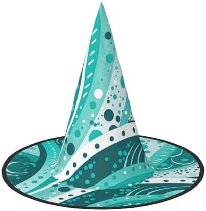 Turquoise White Circle Witch Halloween Costume Hat
