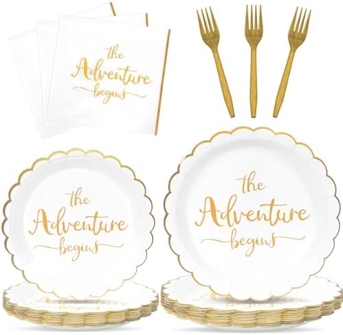 100Pcs The Adventure Begins Paper Plates Napkins Set