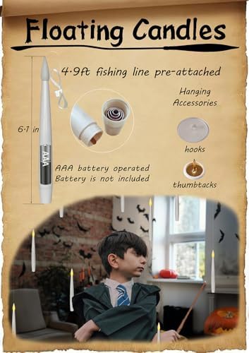 Leejec 20pcs Flameless Taper Floating Candles with Magic Wand Remote