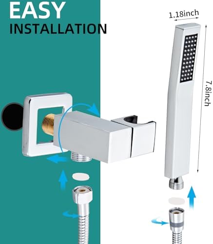 AITANI Square Chrome Handheld Shower Head with Hose and Wall Connector