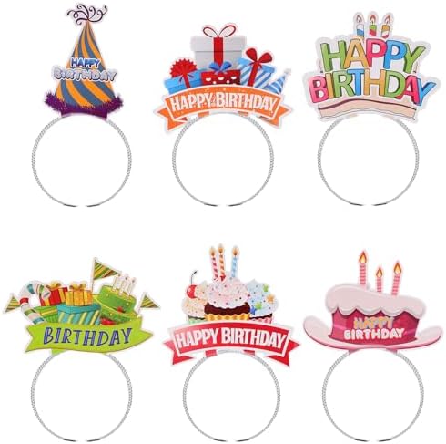 LOGOFUN 6pcs Birthday Party Headbands