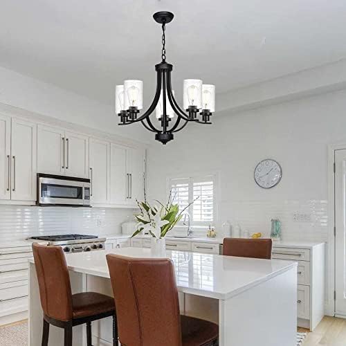 MELUCEE 5 Lights Black Farmhouse Chandelier