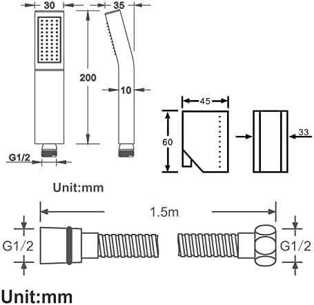 Uwerfm Handheld Shower Head Set Gray