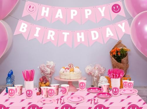 TWOWYHI 183 Pieces Preppy Birthday Decorations