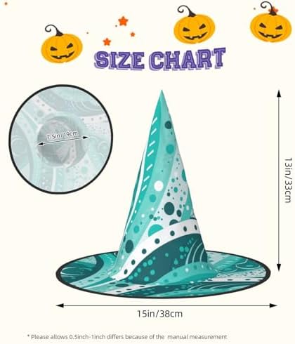Turquoise White Circle Witch Halloween Costume Hat