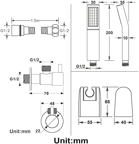 UWEREBFM X High Pressure Handheld Shower Head Set 1