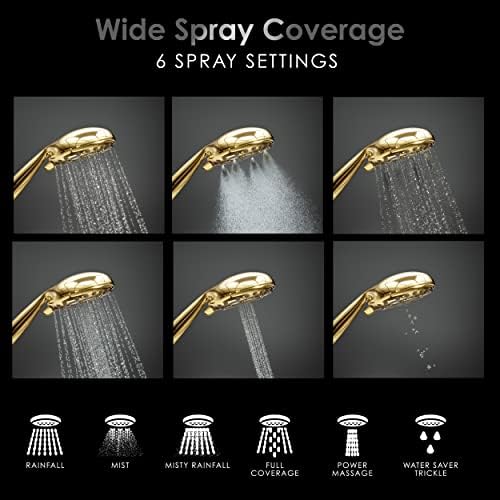 Aquarius Mist Gold Handheld Shower Head with 6 Spray Settings