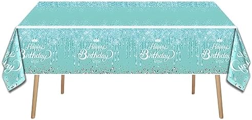 Teal and Silver Glitter Birthday Tableware Set