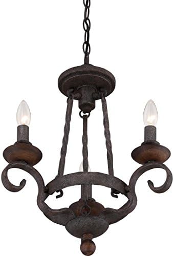 Quoizel Noble Candle Chandelier 3 Light Rustic Black