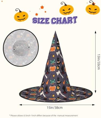 Witch Hats Halloween Cone Wizard Broom Costume Hat