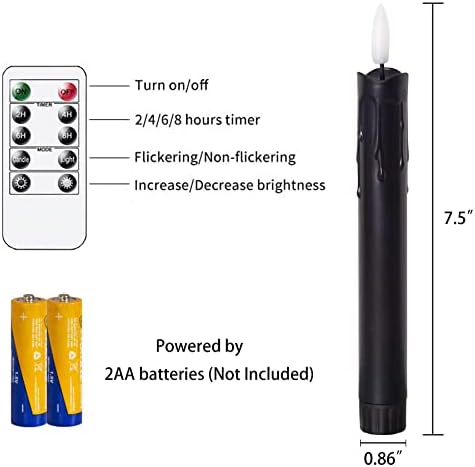 Mavandes Flameless Taper Candles Set of 8 Remote Controlled LED Candles