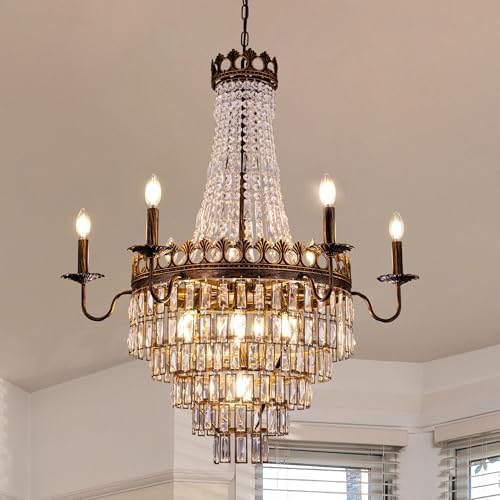 Wellmet French Empire Crystal Chandelier 13 Light Bronze 33W