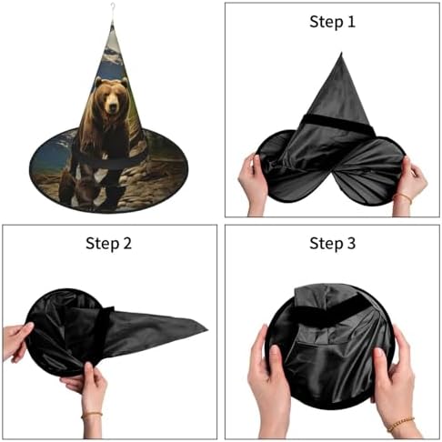 Witch Hats With Led Light Halloween Cone Wizard Hat Brown Bear Costume