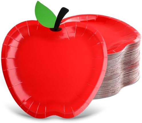 Uiifan 60 Pcs Red Apple Paper Plates Party Supplies