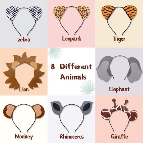 CiyvoLyeen Jungle Animal Ears Headbands for Kids