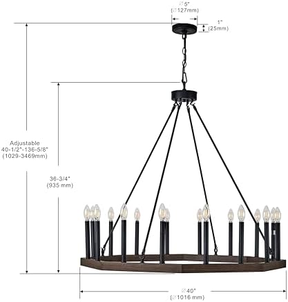 16 Light Candle Chandelier Black and Brown Finish