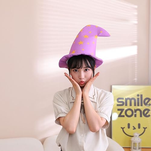 LOGOFUN Halloween Witch Hat with Star Pattern