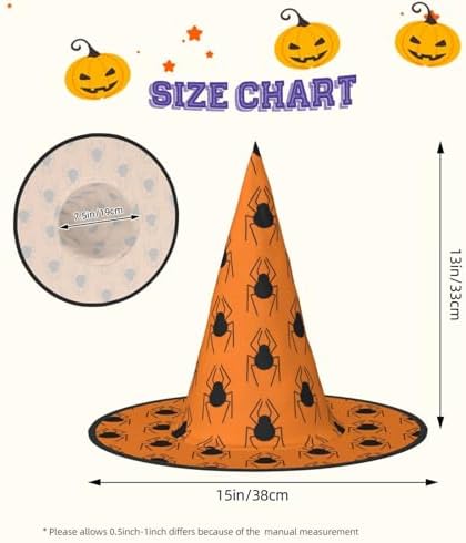 Witch Hats Halloween Cone Wizard Hat Black Spider Pattern Costume